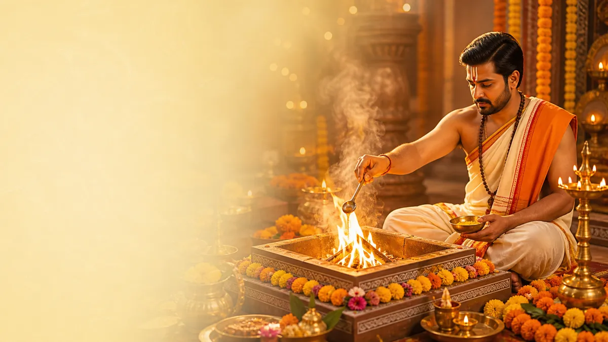 Hindi pandit performing yagna homa for puja booking in Bangalore